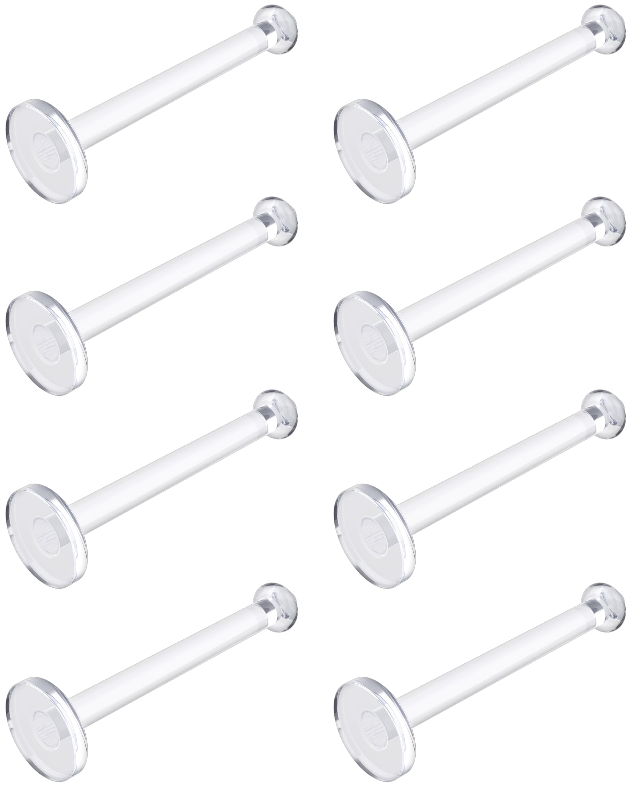 Flat Clear Tongue Ring For Work, Surgery - 14g Hypoallergenic Flat Tongue Rings For Women - 16mm (5/8) Flexible Straight Barbell Bioflex Plastic Tongue Rings Piercing Retainer Jewelry Spacers (8pcs)