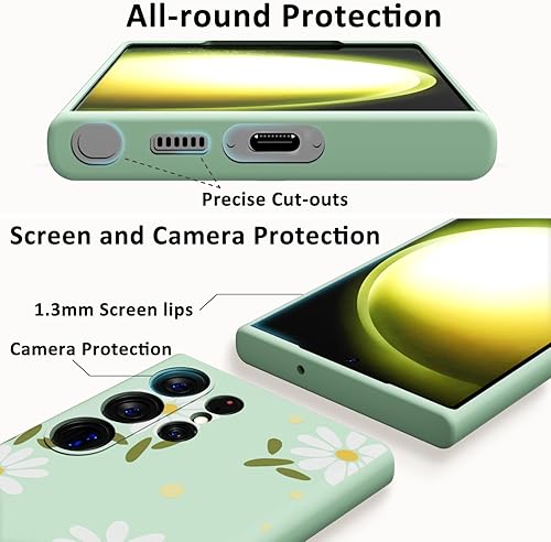 Miniatura 4 de MINSCOSE Funda compatible con Samsung Galaxy S23 Ultra, diseño moderno de flores de crisantemo, bonito color neón brillante, funda protectora