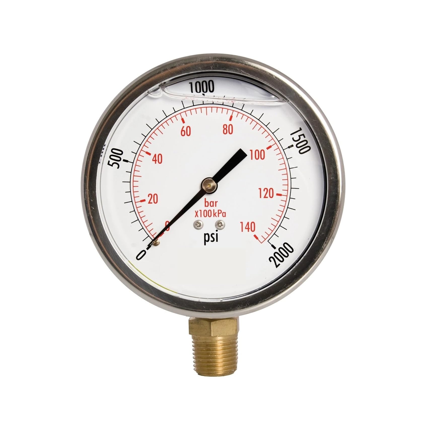 Manomètre de pression d'huile haute précision boîtier inox 0-2000 PSI durable