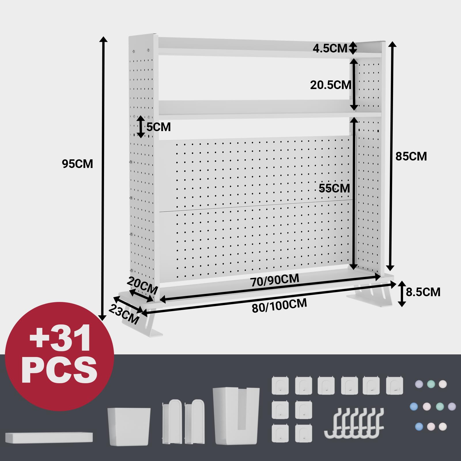 Étagère de Bureau à 2 Niveaux avec Ascenseur de Moniteur, Noir 100CM, Organisateur de Bureau avec Tableau d'affichage