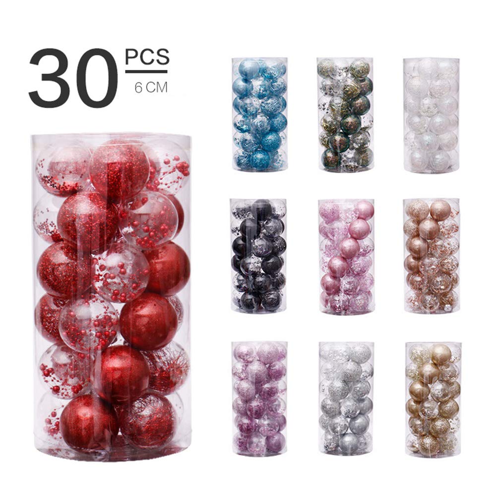 Weihnachtsbaum-Dekorationskugeln Weihnachtskugeln Gadget Set Familie Festival Hochzeit Treffen Zusammen Zubehör bruchsicher (30 Stück) 6 cm, 7