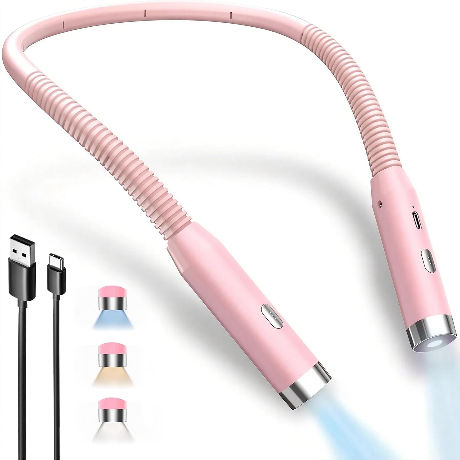 LED Neck Reading Light, 3-Color & 9-Brightness Adjustable Bendable Neck Light, USB Rechargeable Book Light for Reading in Bed, Knitting, Crochet, Camping, Working, Book Lovers Gifts (Black)