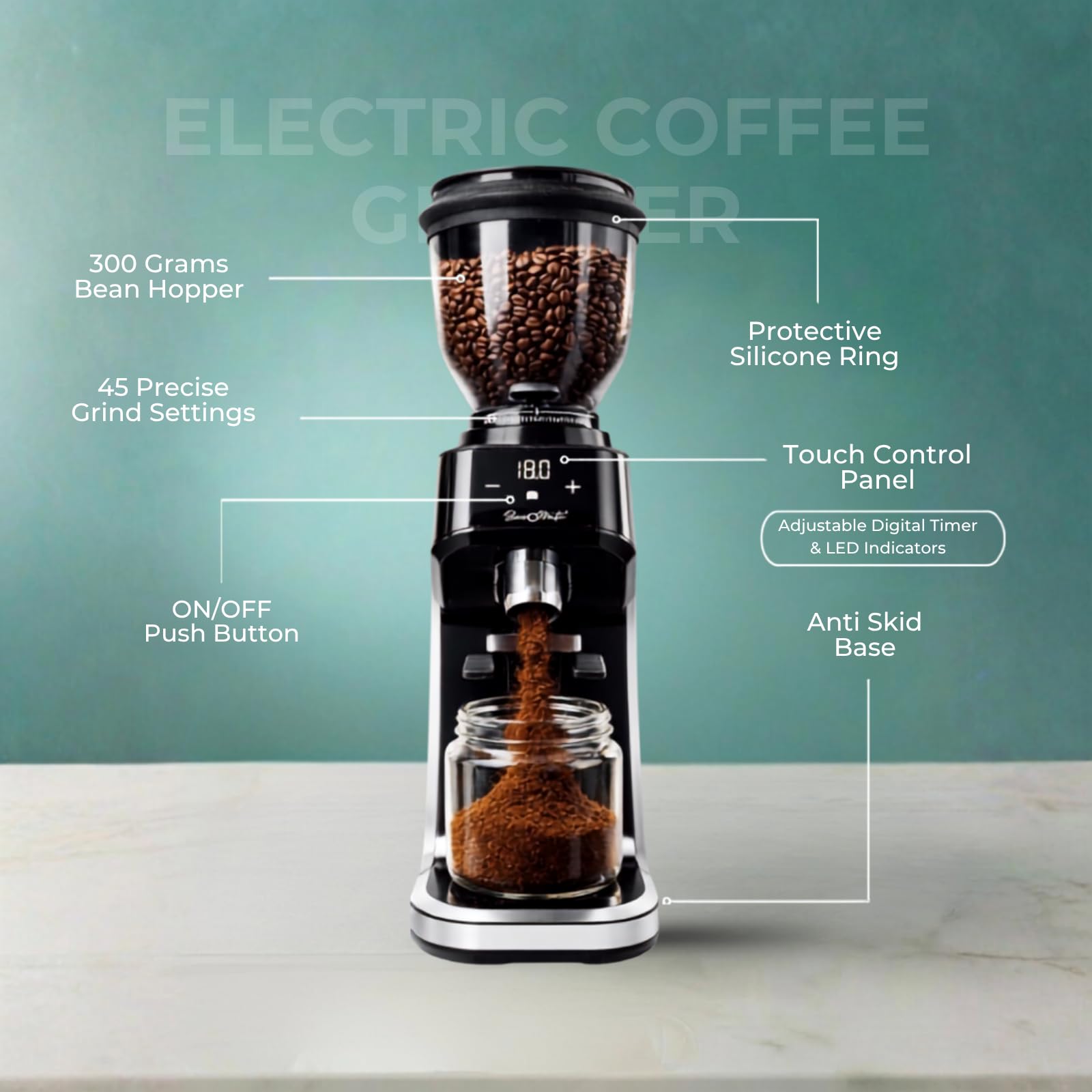 BEVEROMATIC Electric Coffee Grinder - 45 Settings -2 BEVEROMATIC Electric Coffee Grinder - 45 Settings -2
