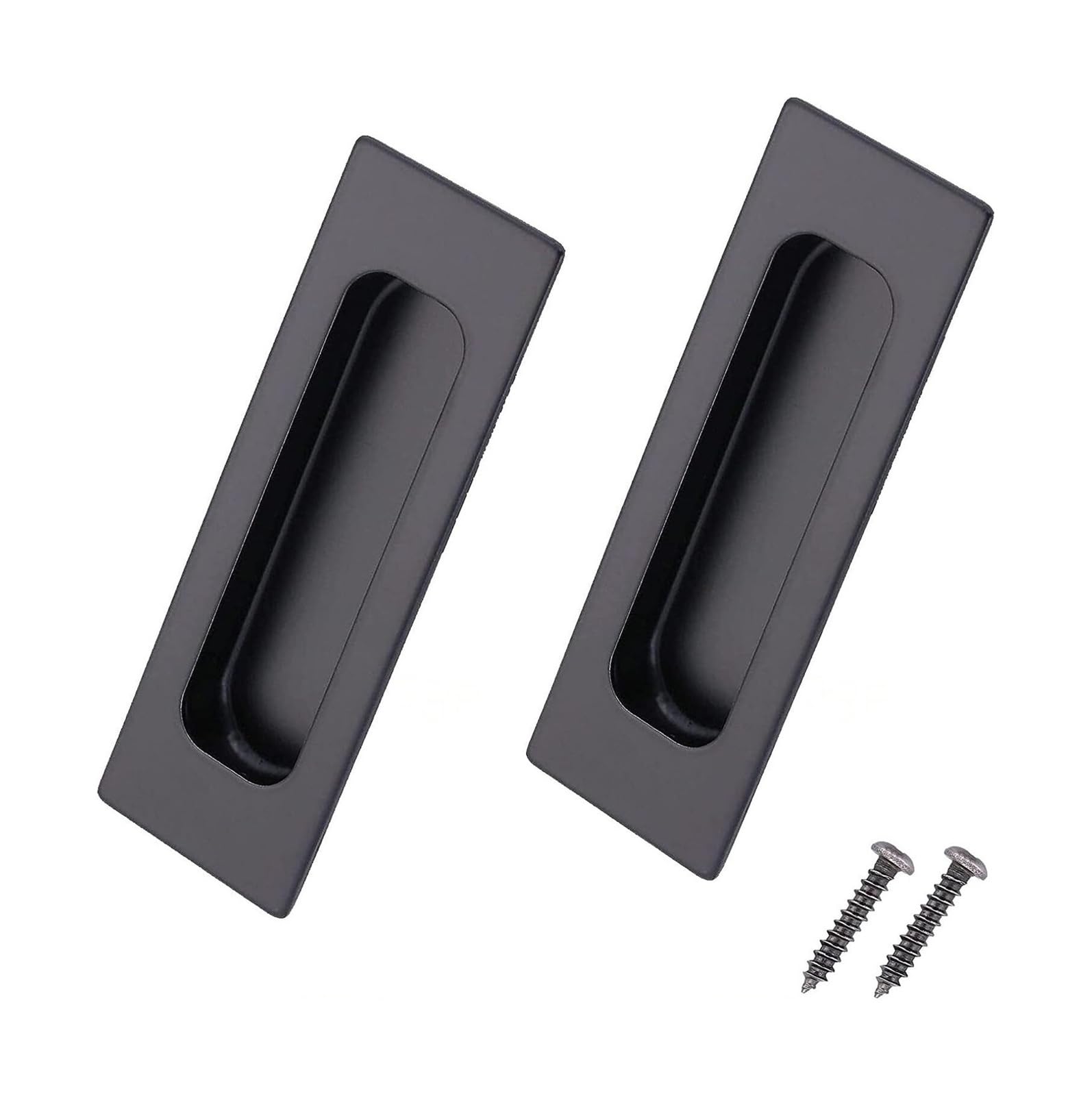 Vakorise Black Recessed Sliding Door Handles, Recessed Finger Pull Slotted Sliding Door Handle Aluminum 2 Pcs Multiple Sizes