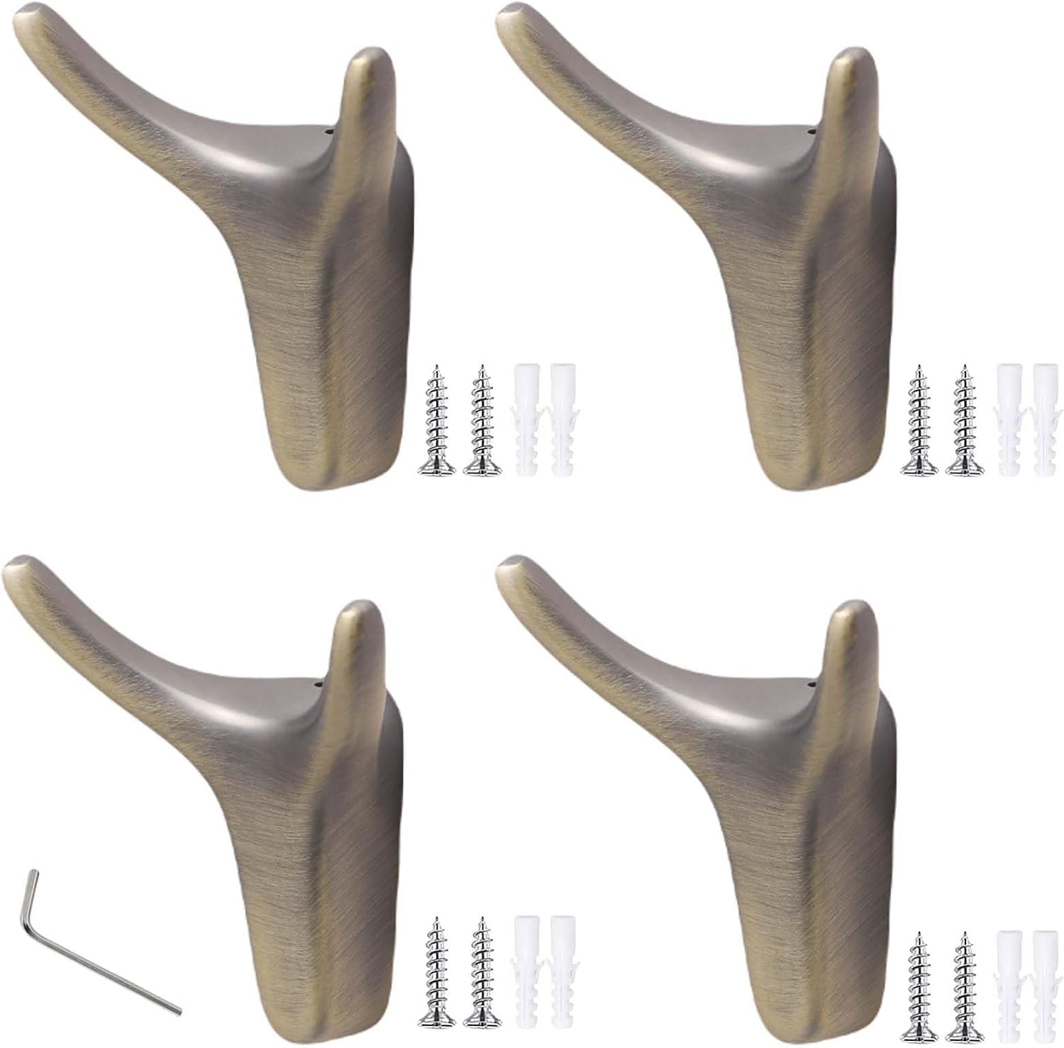 PAQWTYB Hooks, 4 Pack Ox Horn Metal Decorative Hook Wall-Mounted Coat