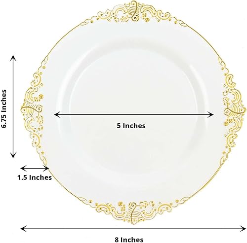 Miniatura 267 de Efavormart - Paquete de 10 platos llanos redondos de plástico de 10 pulgadas en verde salvia vintage, platos desechables barrocos en relieve