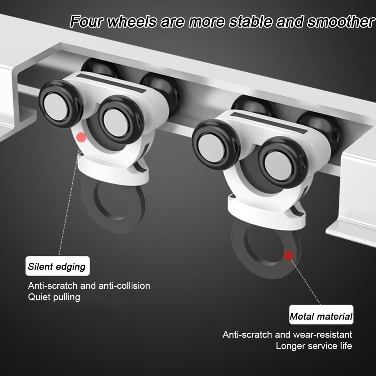 Heavy-Duty Aluminium Curtain Track System, Silent Recessed Ceiling Rails with Roller for Living Room & Bedroom - Black, 110cm (3.6ft)