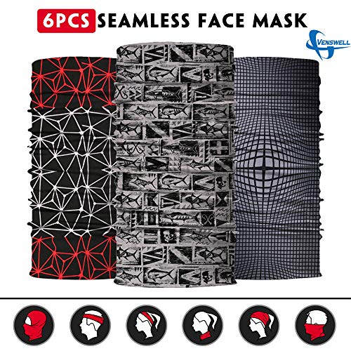 Image of Venswell Neck Gaiter Face Mask Men Women,Seamless Bandana Rave Face Cover Scarf Mask,Balaclava,Headband, Head Wrap,Headwear