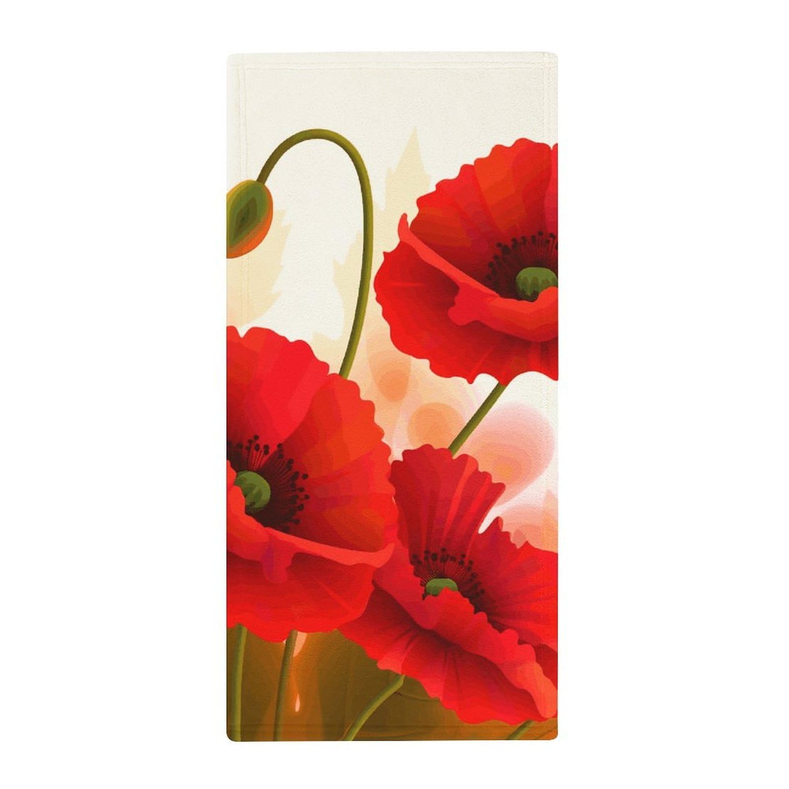 LZQPOEAS Poppy Flowers Vivid Petals Soft Microfiber Beach Towel, Quick Dry Highly Absorbant Coral Fleece Towel, Compact Premium Durable Towel for Travel Gym Pool Bathroom Camping Outdoor Sports