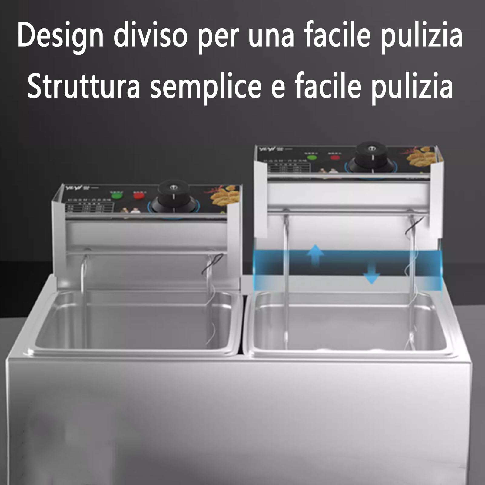 Friggitrice Profonda Friggitrice Profonda Commerciale 10L X 2 Friggitrici elettriche a Doppia Vasca, Controllo della Temperatura, friggitrice elettrica da banco per Ristorante con