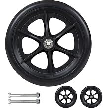 LIGUOYI Wheelchair Caster Wheel Replacement Wheels, 5/16" Axle-Solid Hard Rubber Tire 6" 7" 8" Wheelchair Front Wheels Replacement Parts Black Grey 2 Pcs Replacement Casters for Wheelchairs