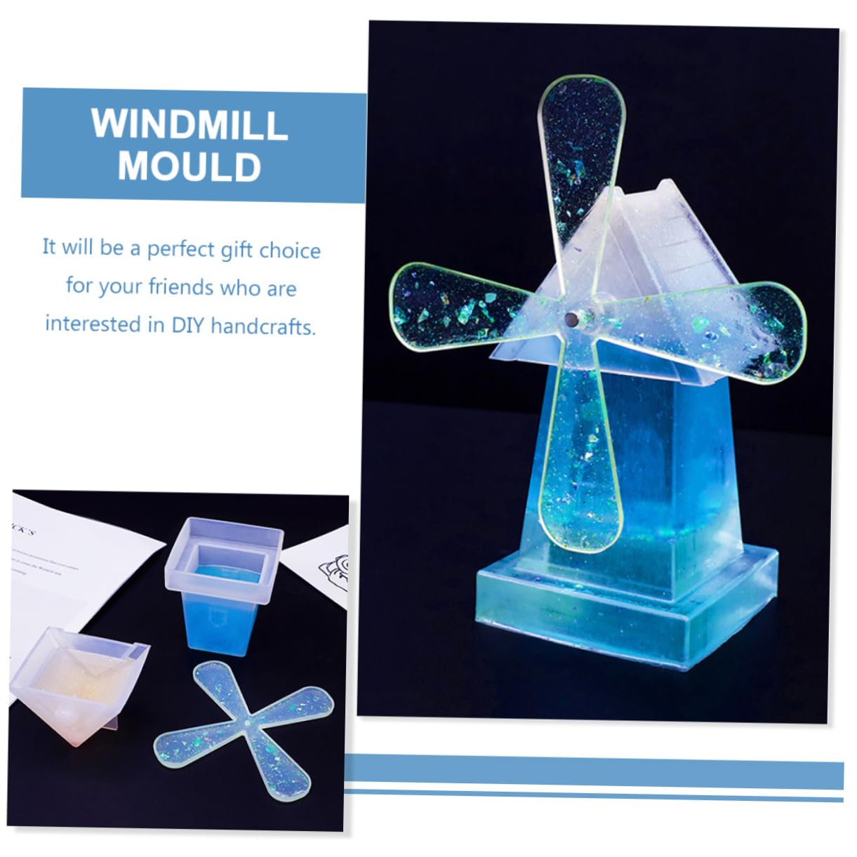 VILLCASE 5ensembles Moule Silicone pour Windmill Rotatif Non-Stick pour Créations Artisanales avec Accessoires Facile à Utiliser Nettoyer