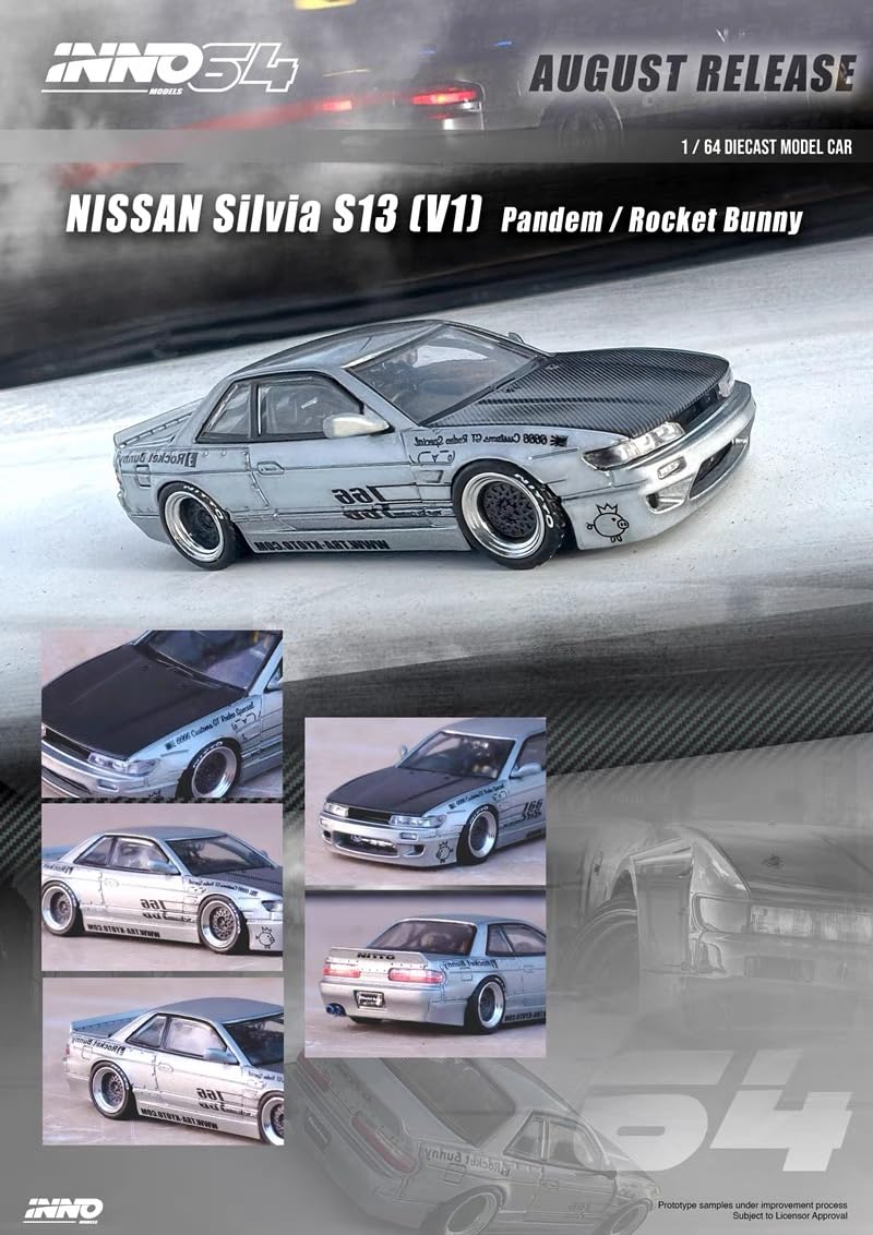 イノモデル 1/64 日産 シルビア S13 グレー パンデム　ロケバニ モデルインプレッション】 INNO Models 1/64 Nissan Silvia S13 Pandem