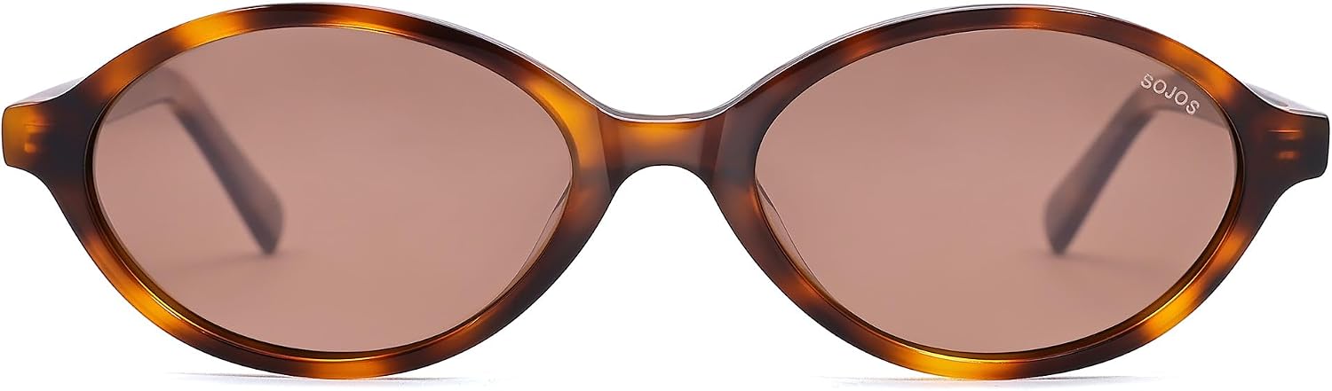 SOJOS Acetate Polarized Oval Sunglasses Women Retro Handmade Narrow Y2K Lightweight Vintage 90s Designer Sun Glasses, Lona