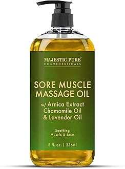 Arnica Sore Muscle Massage Oil 236 ml - with Lavender & Chamomile Essential Oils, Fast-Absorbing Full Body Massage Oil, for Men & Women
