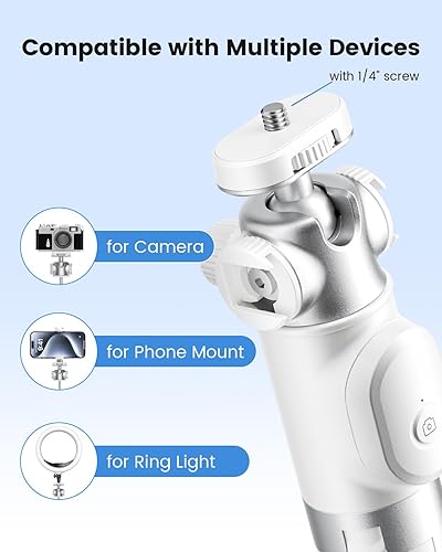 Miniatura 2 de KraftGeek Trípode de teléfono Vlogging de 48 pulgadas para iPhone 1615, Galaxy S25, DJI Pocket 3, cámara, selfie stick portátil con control remoto