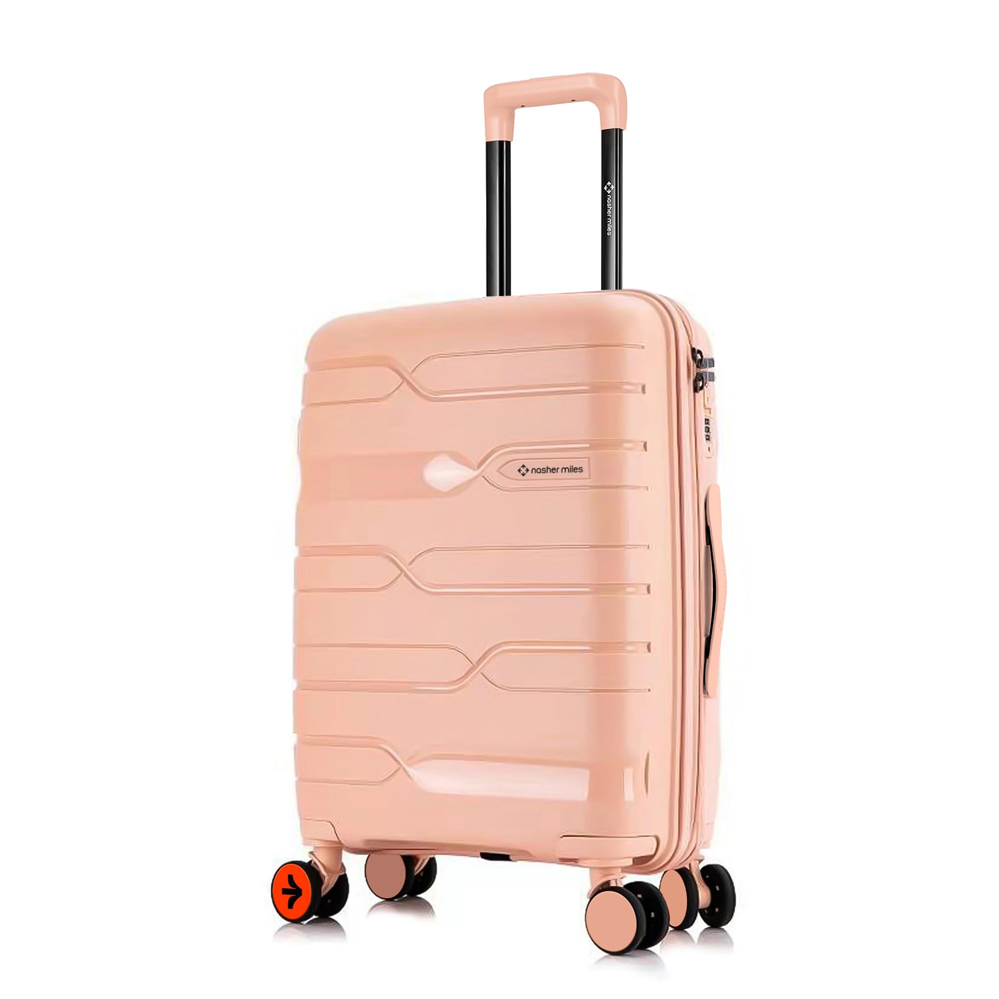 Paris Hard-Sided Polypropylene Check-in Luggage 24 inch | 65cm | 8 Wheels Medium Trolley Bag for Travel | Suitcase (Peach)