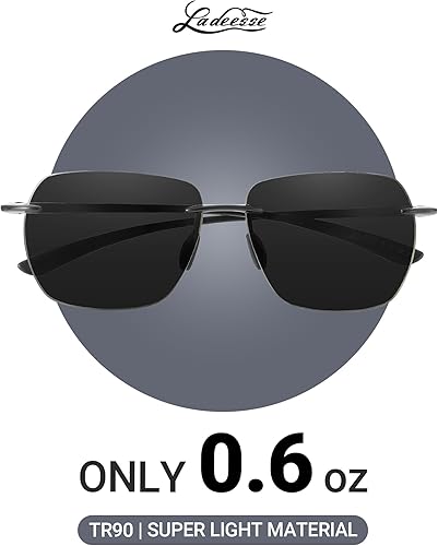 Miniatura 2 de LADEESSE Sunglasses Men - Rimless Square Polarized Sunglasses - Lightweight TR90 Frame Sun Glasses with UV Protection