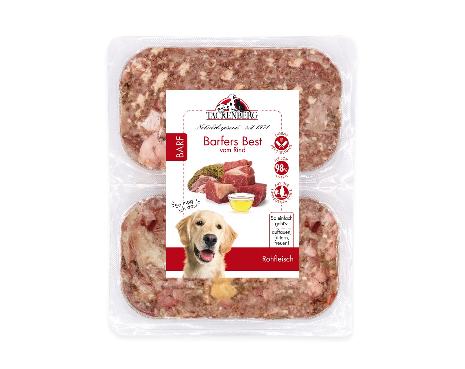 TACKENBERG Barf Rindermix-Paket für Hunde. 20kg Barf Fleisch für Hunde