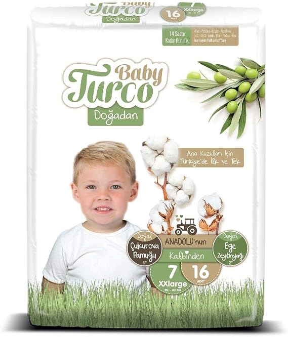 Baby Turco Size 7 XXlarge Diapers from Nature (1 x 16 Pieces)