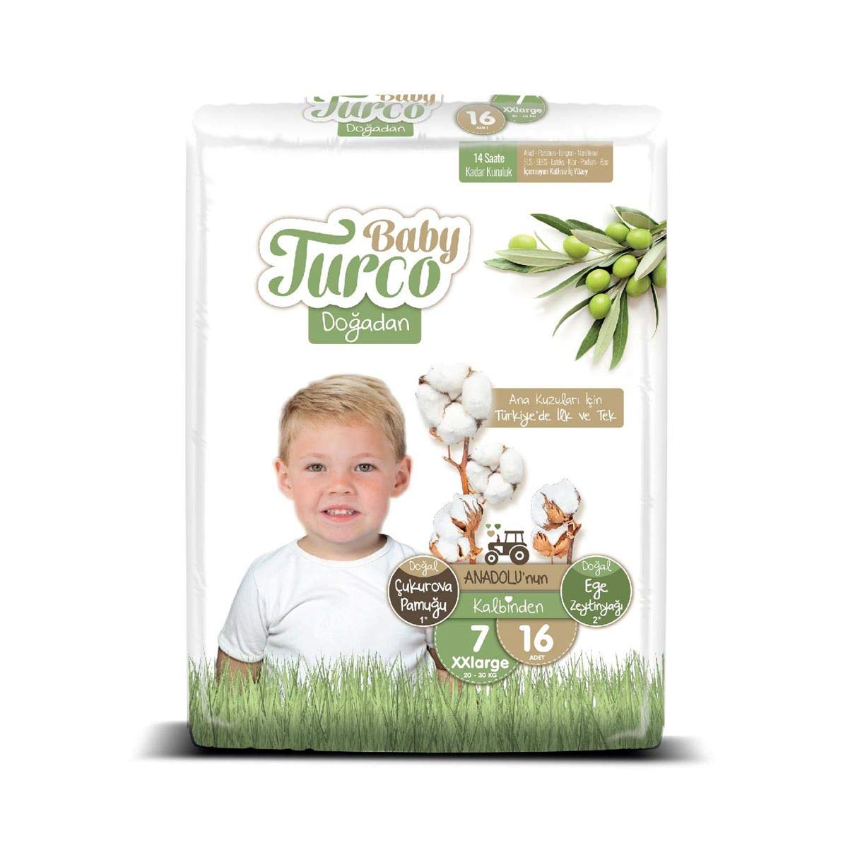 Baby Turco Doğadan 7 Beden XXlarge Bebek Bezi (1 x 16 Adet)