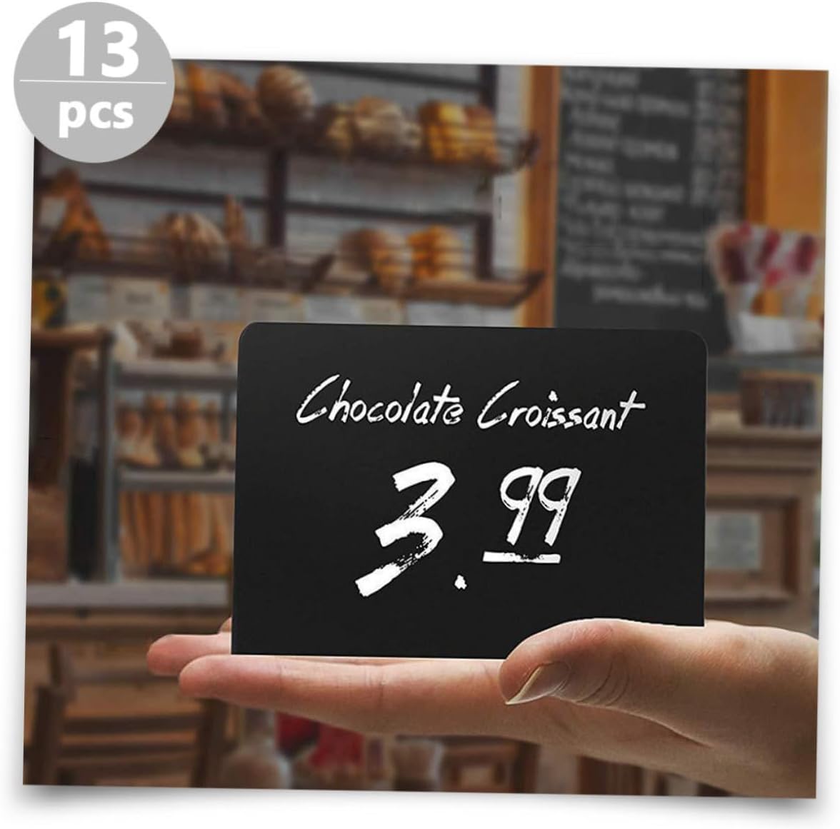 SOLUSTRE Acrylic Message Blackboards 12pcs Set with Erasable Chalkboard Surface and Writing Pen, Small Desktop Memo Boards for Wedding Party Table Decor and Home Counter Display
