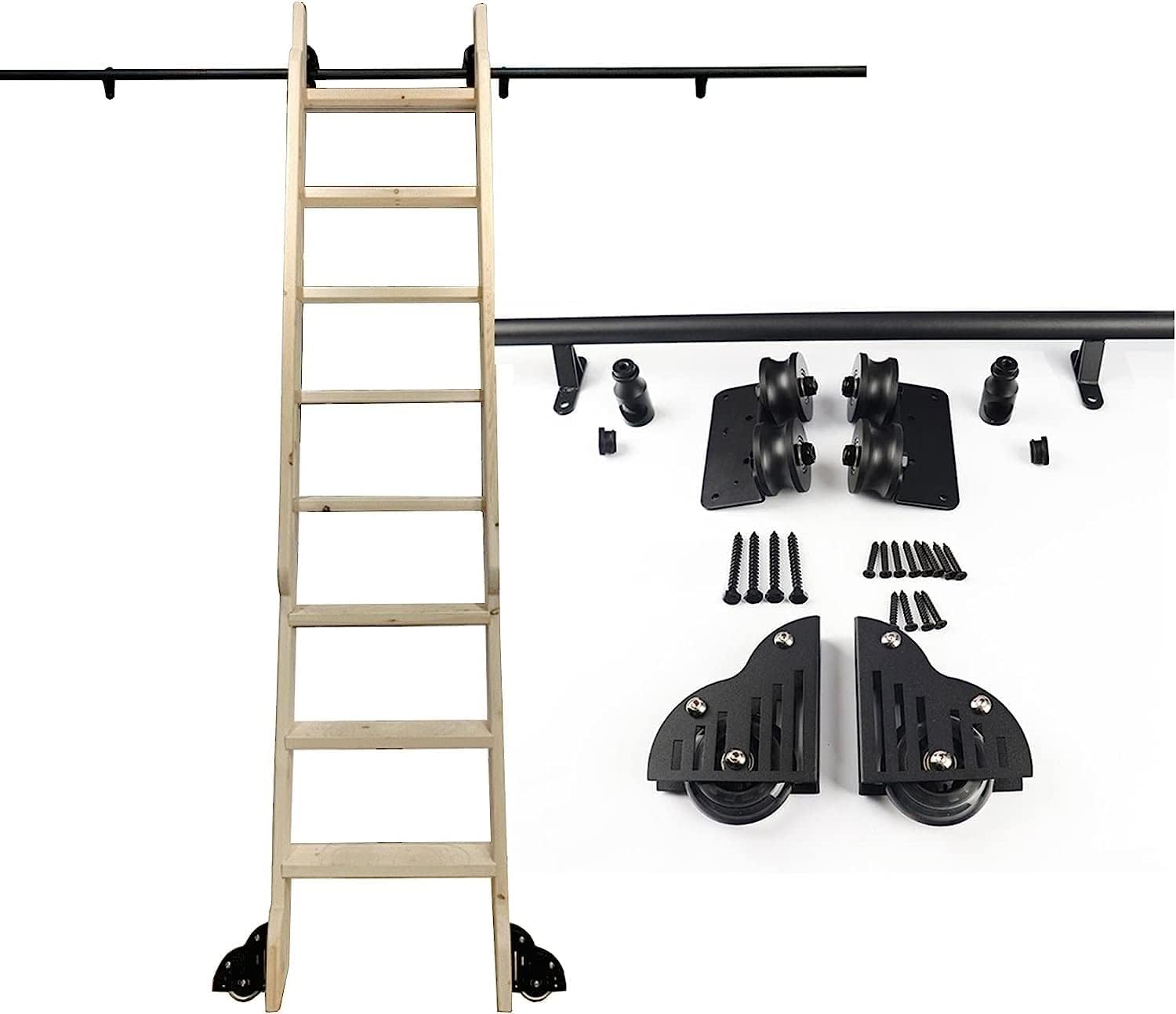 Kit de quincaillerie pour rail d'échelle coulissante et système à rouleau
