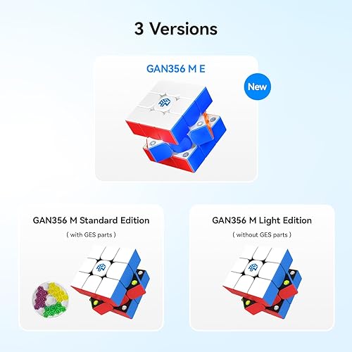 Miniatura 7 de GAN GAN 356 M E, cubo magnético de velocidad de 3 x 3 pulgadas, sin calcomanías, 48 imanes GES Pro+ personalizable, 12 ajustes de tensión,