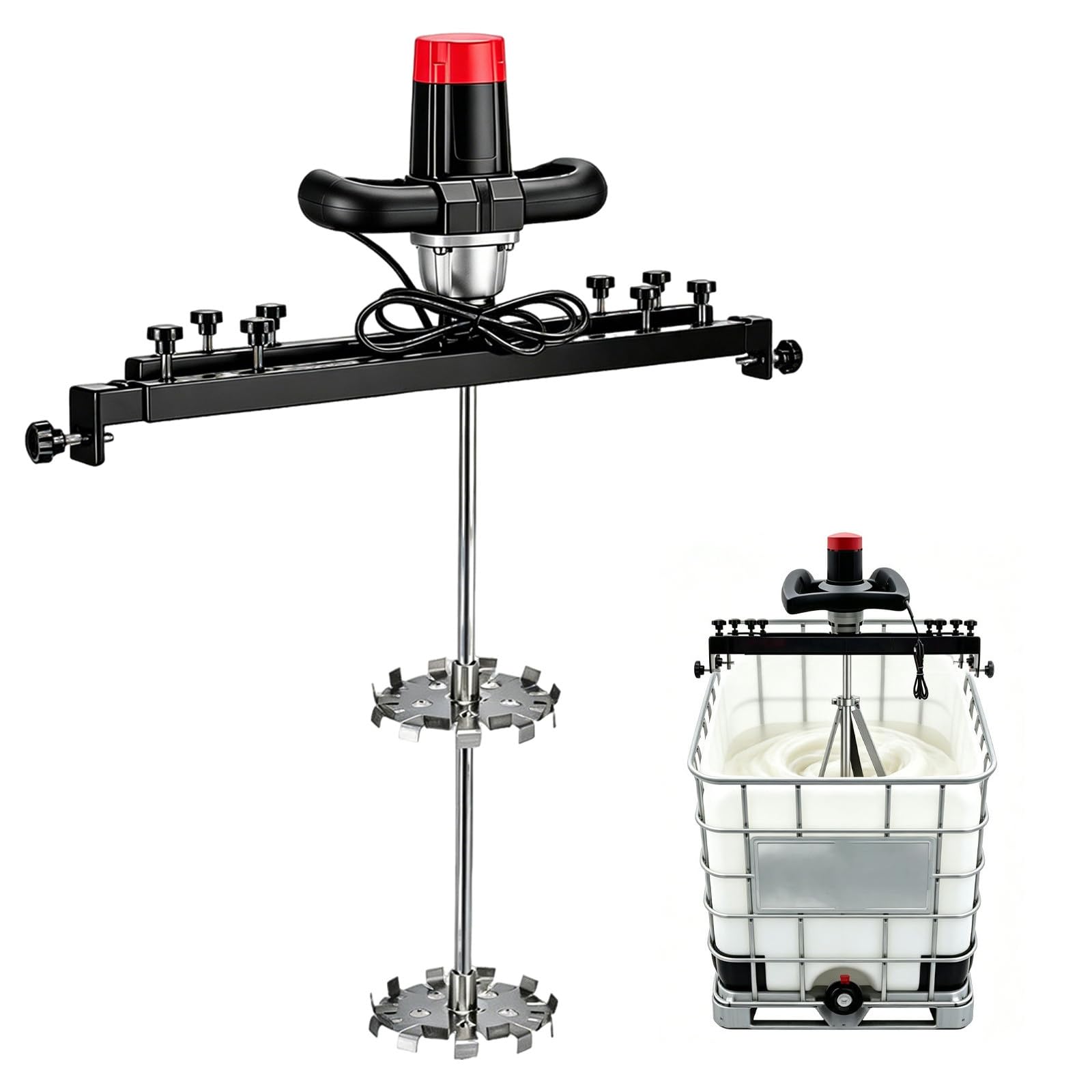 TBANVOO 3000W IBC Paint Agitator with Support Hanger, Speed Control 0-800 RPM, Folding Propeller for Tank Mixing, Ink Dissolver, Adjustable Stand Tray