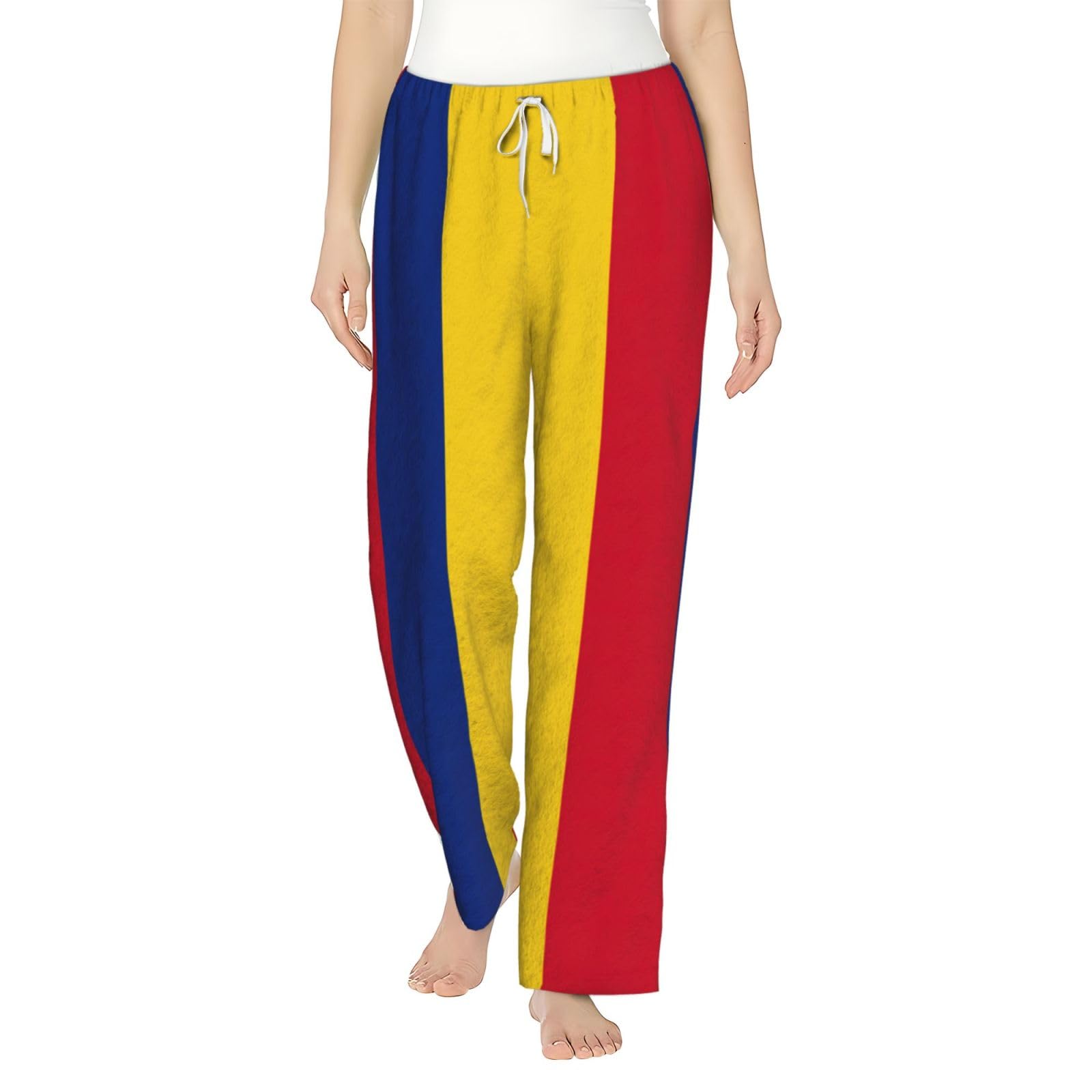 Flanell-Pyjamahose für Damen, Motiv: Flagge von Rumänien, warm, bequem, für Urlaub, Weihnachten