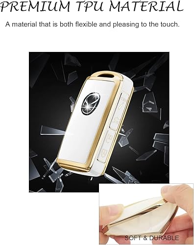 Miniatura 4 de Funda para llavero Mazda compatible con Mazda 3 Hatchback, 2020-2022 CX-5 CX-30 CX-10 4 botones, carcasa de llave de TPU suave, color blanco