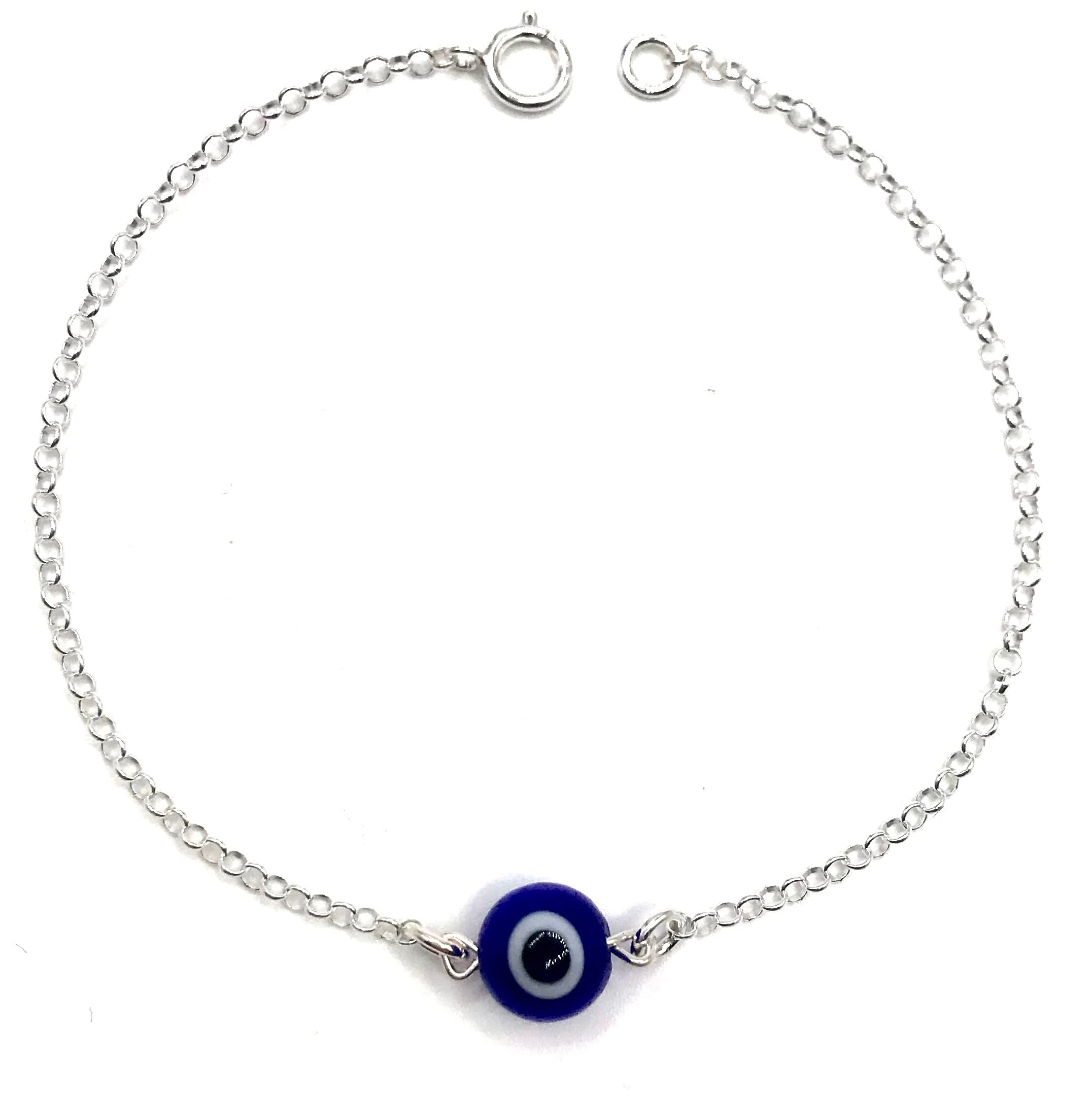BRACCIALE MACRAME CON OCCHIO TURCO E ARGENTO, 19 centímetros, Argento sterling