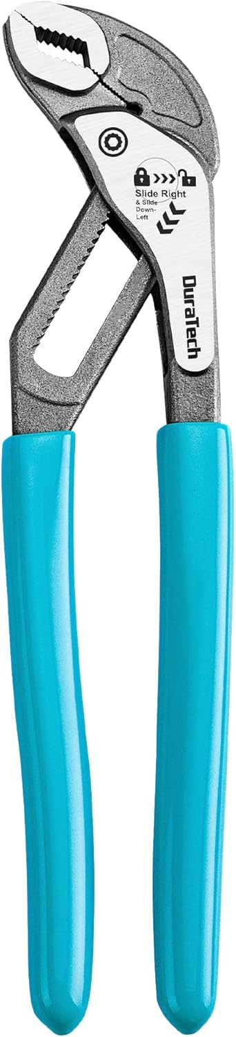 DURATECH 3-Piece Water Pump Pliers Set(8", 10", 12"), Quick-Adjust Groove Joint Pliers with Slide-to-Unlock Mechanism, V-Jaw Design, CR-V Steel, for Plumbing, Automotive, and Household Repairs