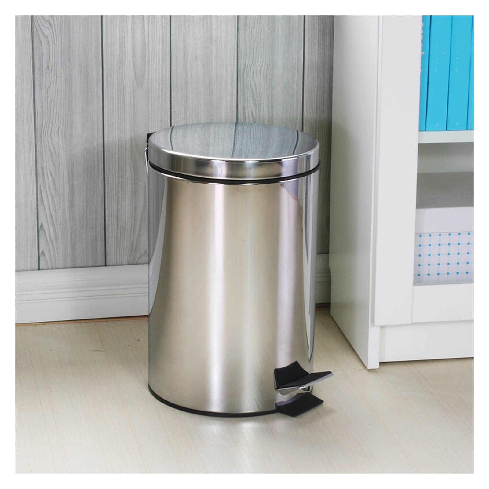 Cestino con pedale in acciaio inossidabile 5L cilindrico argento metallizzato | DMR