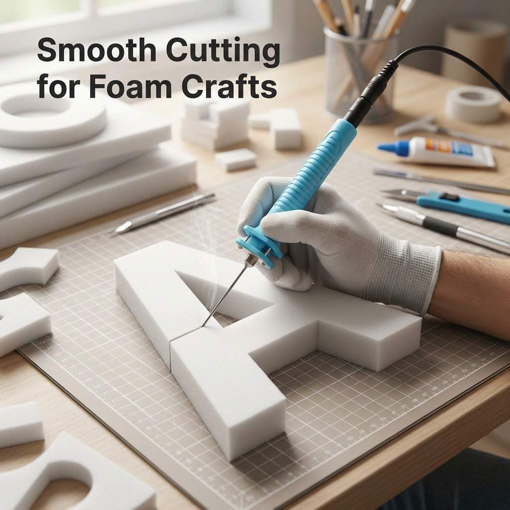 QWORK 15W Foam Cutting Pen – Fast Heating Hot Wire Cutter for EPS, EPE & Soft Foam Crafts