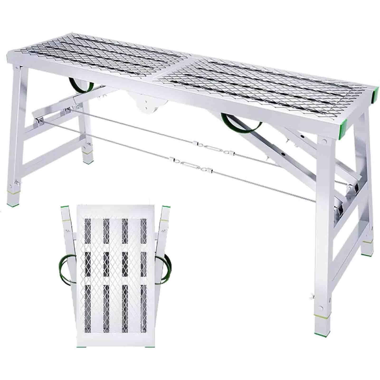 LMMIAOZ Adjustable Portable Folding Scaffolding Tower Work Platform Height Adjustable for RV Cleaning & High Wall Painting, 180x40cm Scaffold Solution