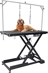 Mesa elétrica de tosa para cães, mesa de cuidados para animais de estimação para cães pequenos/médios em casa, mesa de cuidados com altura ajustável de 19 a 93 cm (preto)