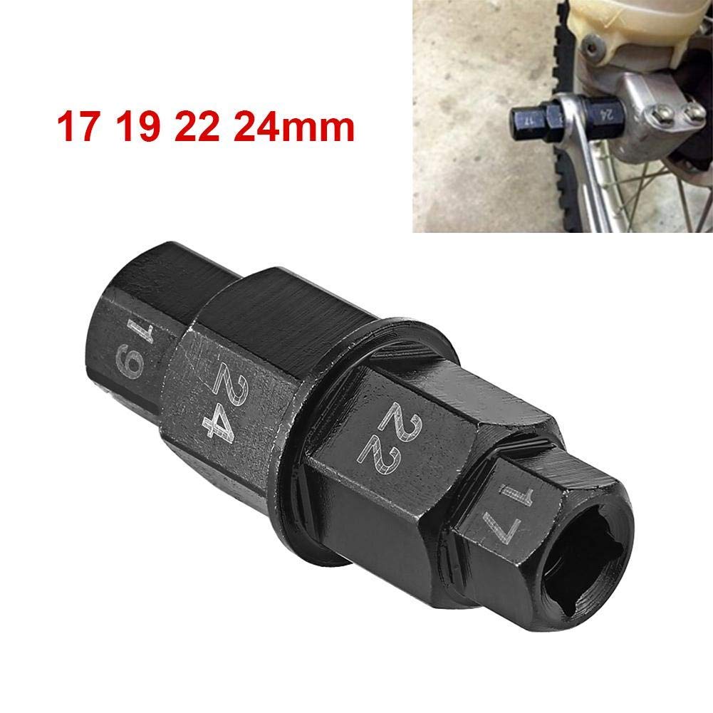 Strumento per Rimozione Assale Anteriore Moto, Adatto per Assi da 17/19/22/24 mm, Metallo Nero