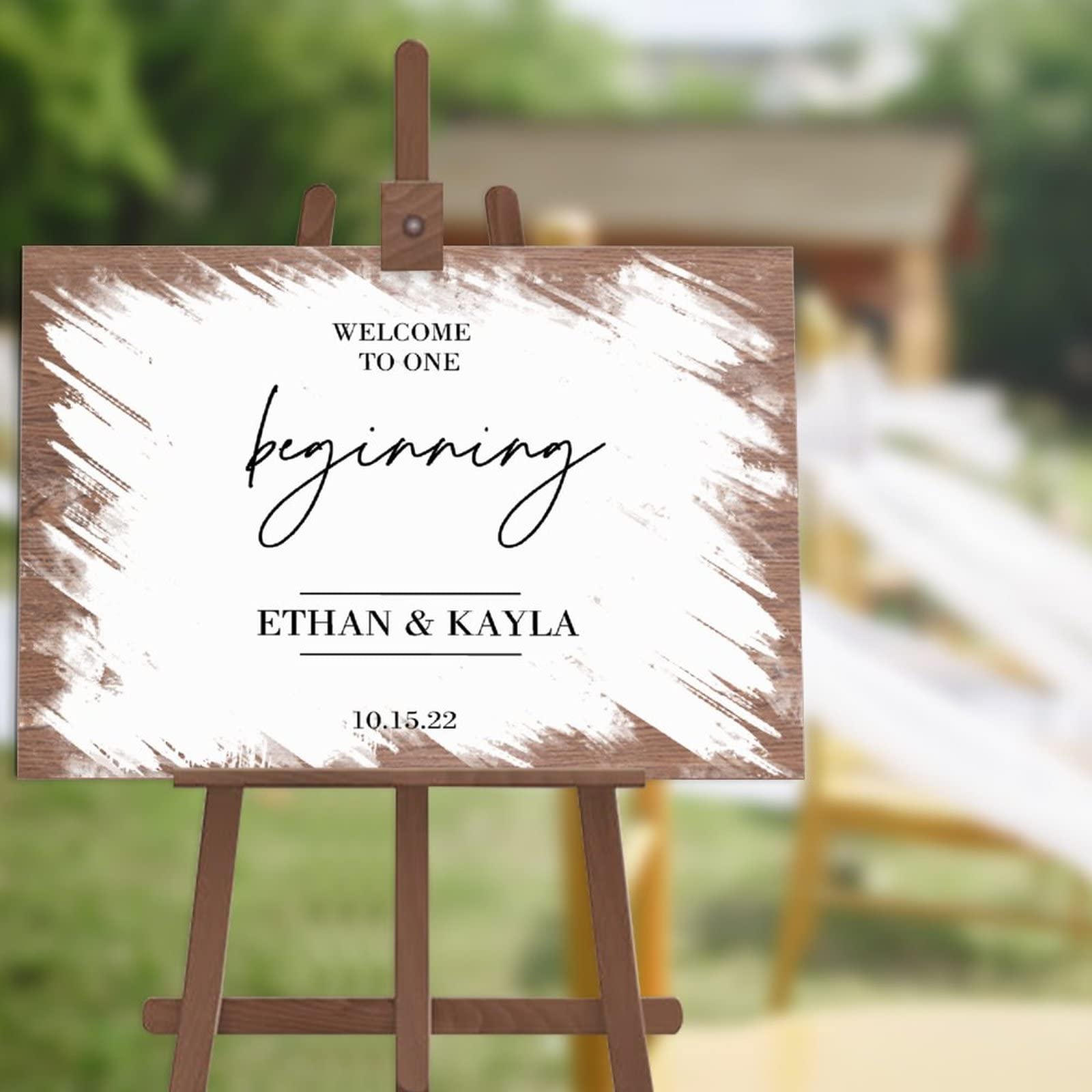 Panneau de bienvenue mariage en bois vieilli 30x45 cm pour cérémonie et fête