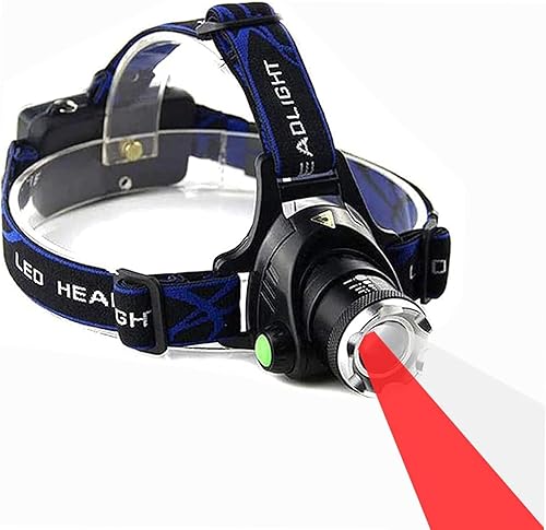 Linterna frontal LED roja con opción de luz blanca con zoom súper brillante ajustable para observación nocturna, astronomía, aviación, caza,