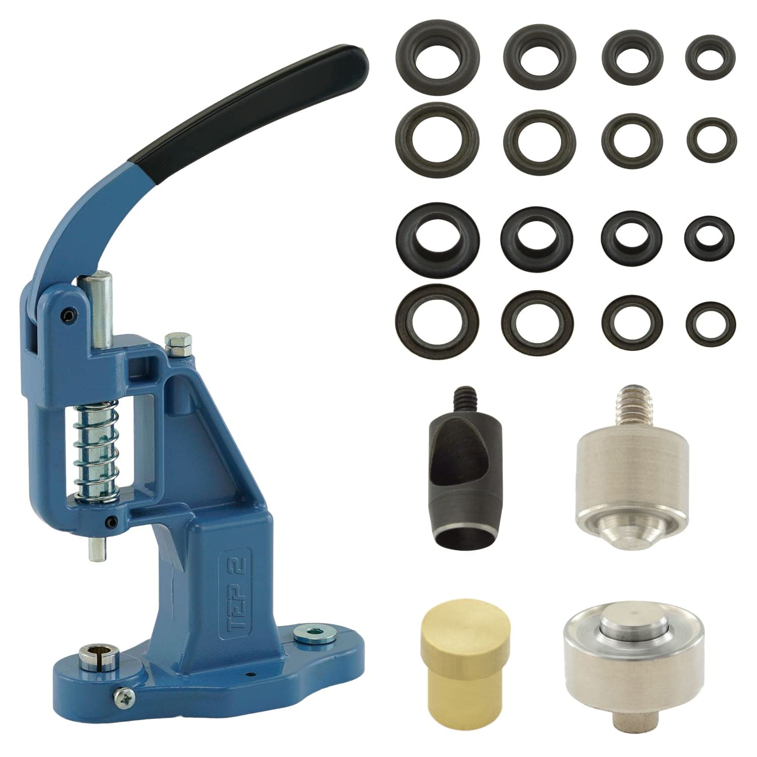 Zestaw prasy do oczek z prasą dźwigniową, narzędziem do oczek i 50 sztuk oczek 12 mm, czarny, mosiądz, prasa ręczna, nierdzewne metalowe oczka, "zrób to sam", do tkanin, butów, plandek,