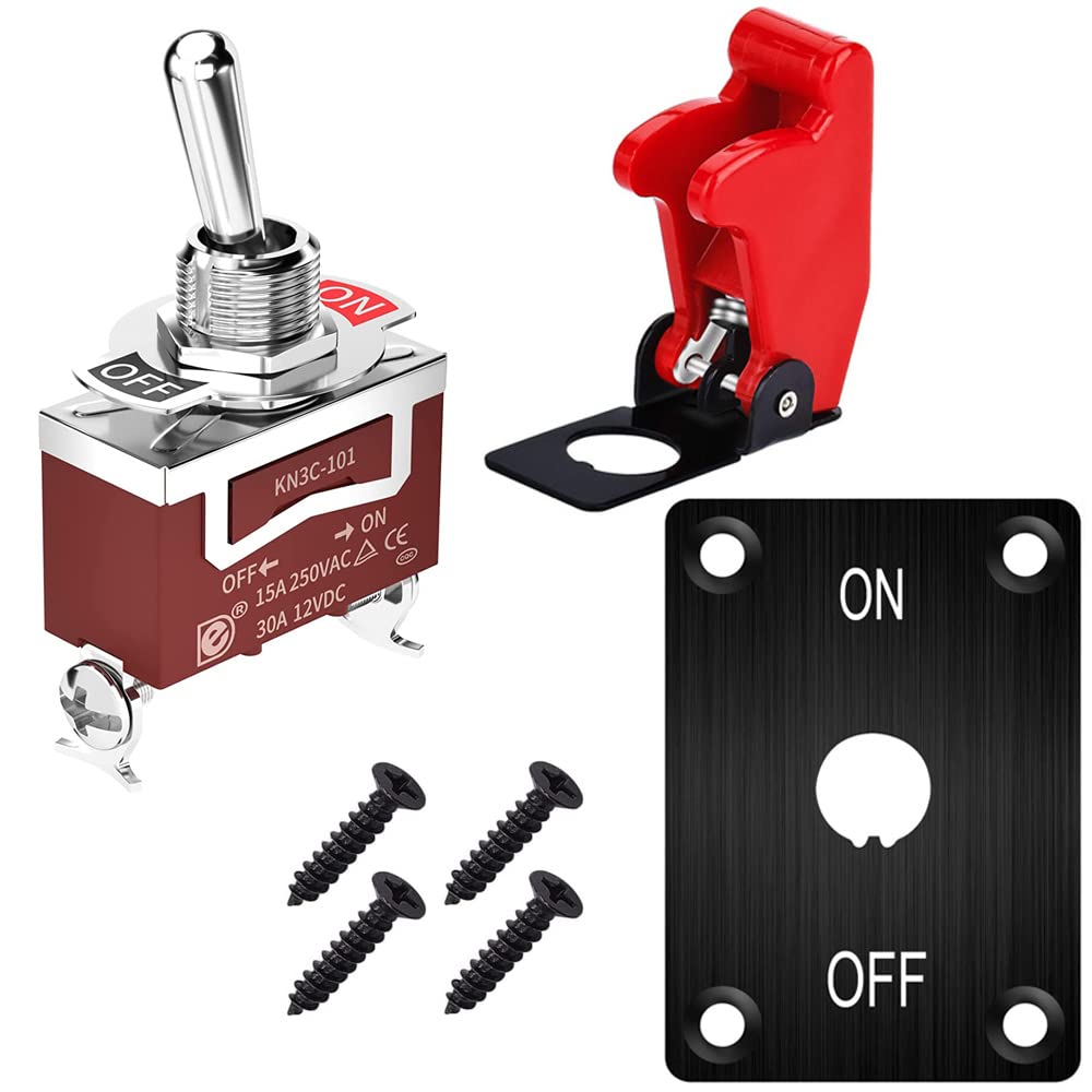 Gebildet Marine Toggle Switch With Mounting Plate 12VDC 20A Toggle Switch 250V AC 15A Heavy Duty SPST On/Off 2Pin For Car Truck Boat With Waterproof - View #2