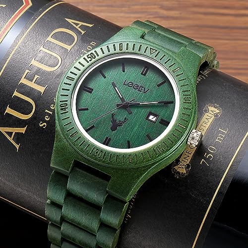 Wooden Watches, Uwood Series Zebra Sandalwood Japanese Quartz Analog Watch for Men with Calendar Unisex Wristwatch - Image 3