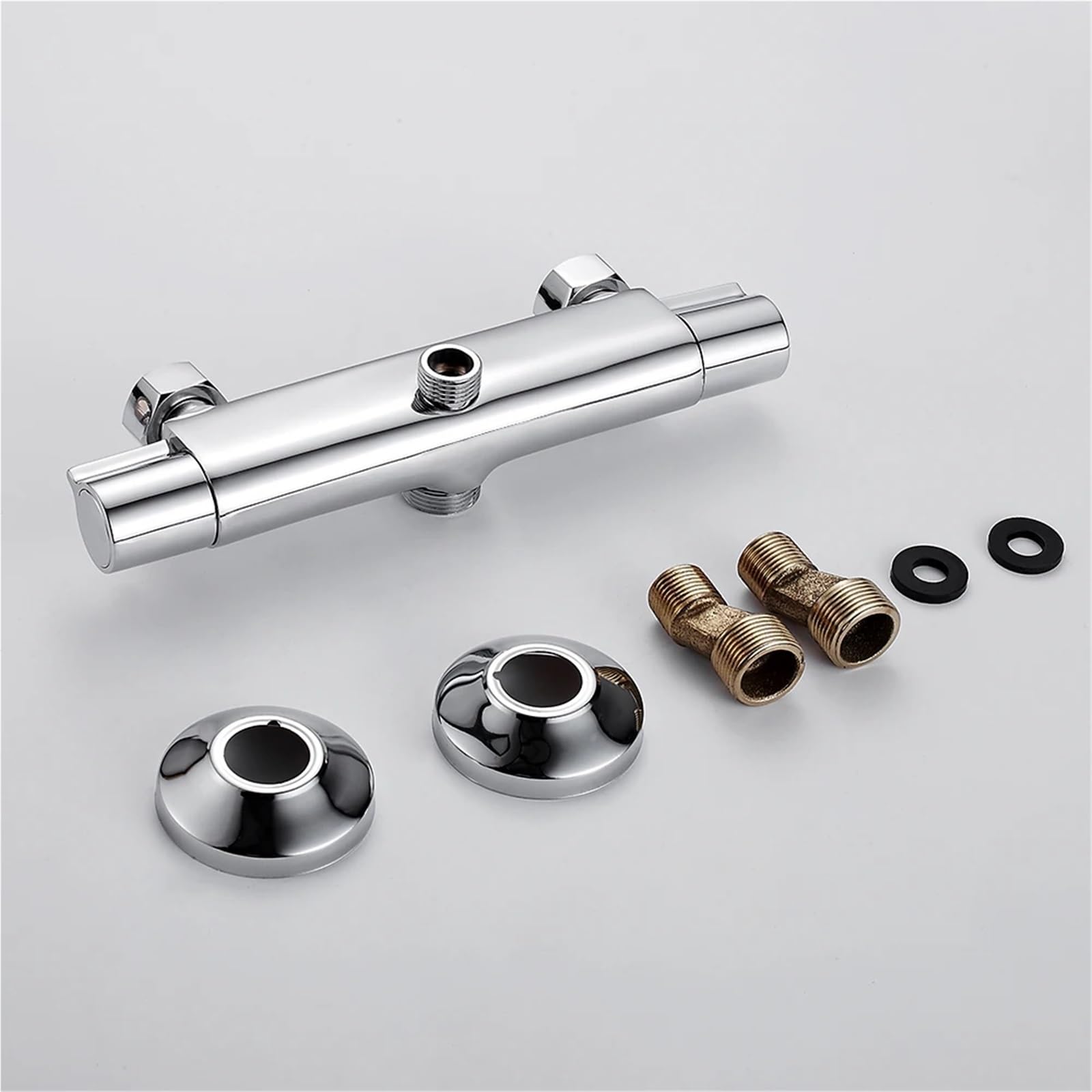 Grifo de ducha termostático for baño, mezclador pared, control temperatura, lluvia, cromado, doble salida Para Baños y Bañeras