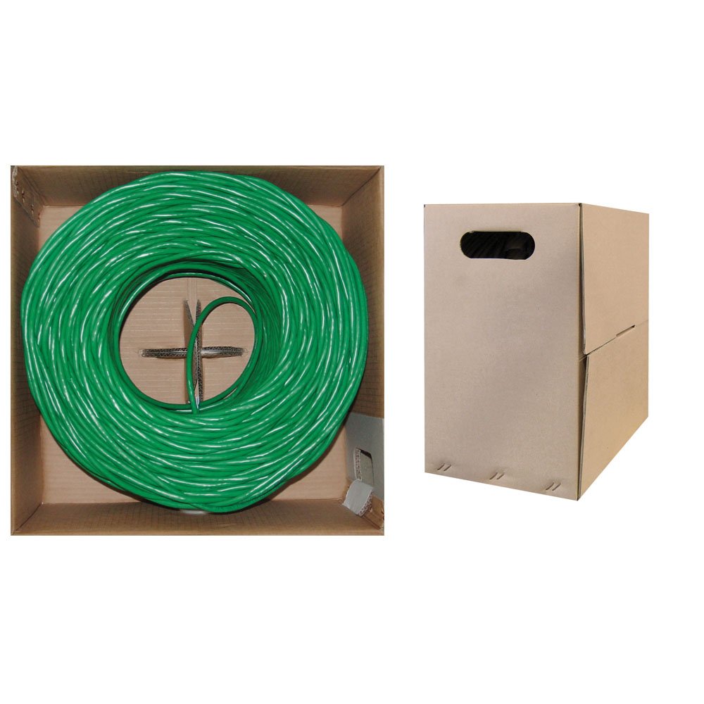 CAT5E, STP (Shielded), Bulk Cable, Solid, 350MHz, 24 AWG, Green, 1000 ft