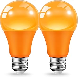 JAHEKS Orange Light Bulbs for Outdoor Porch, 9W(60W Equivalent) E26 Base LED Orange Bulb for Halloween Christmas Wedding,Party,Bar,Holiday Lighting,Home Decor, 2-Pack