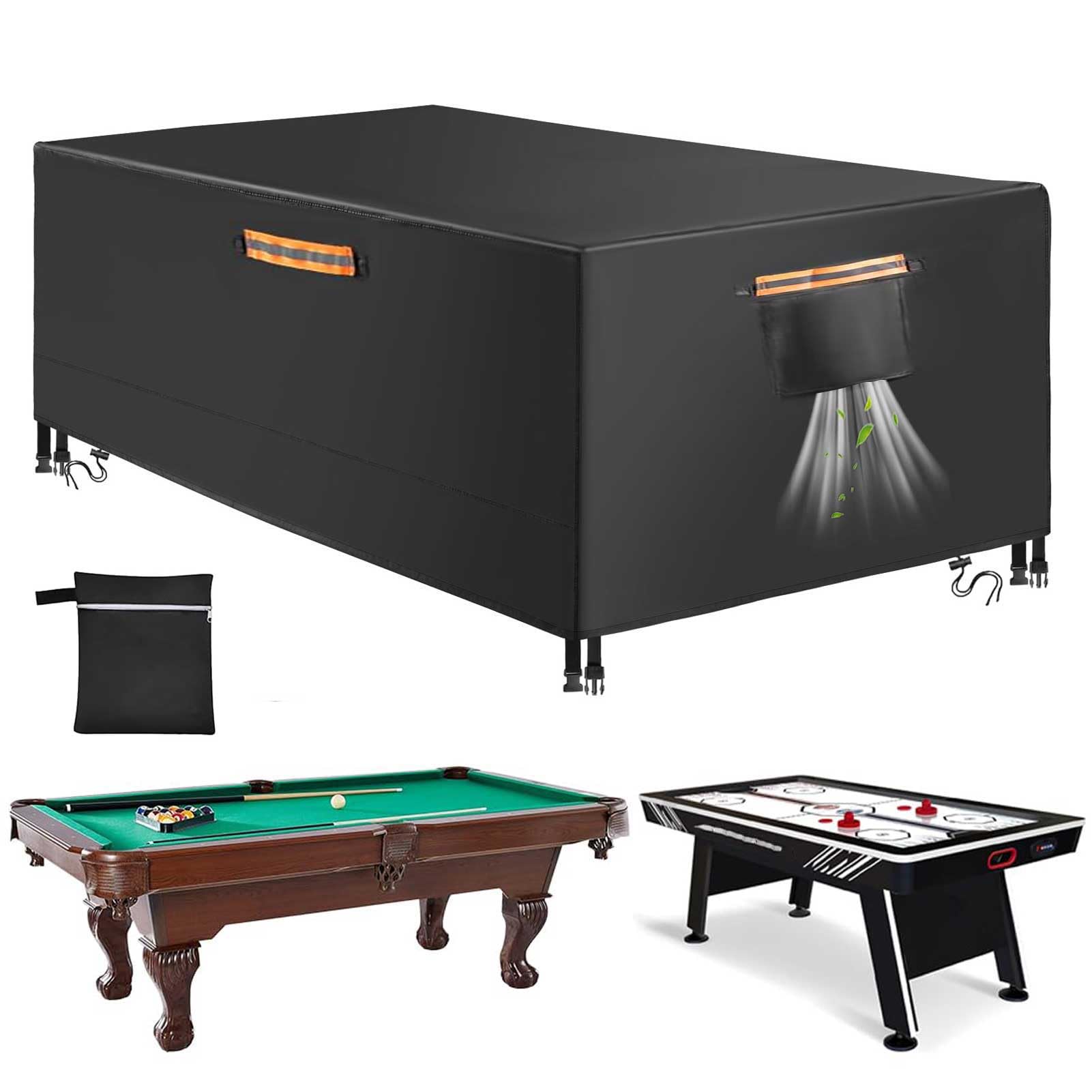 Heavy Duty 600D Polyester Billiard Pool Table Cover, Waterproof & Tearproof Cover for Pool Table 6/6.5/7/7.5/8/8.5/9/10/12 FT, Scratch-Resistant Cover for Pool Table,Black,6FT(80" L×44" W×32" H)