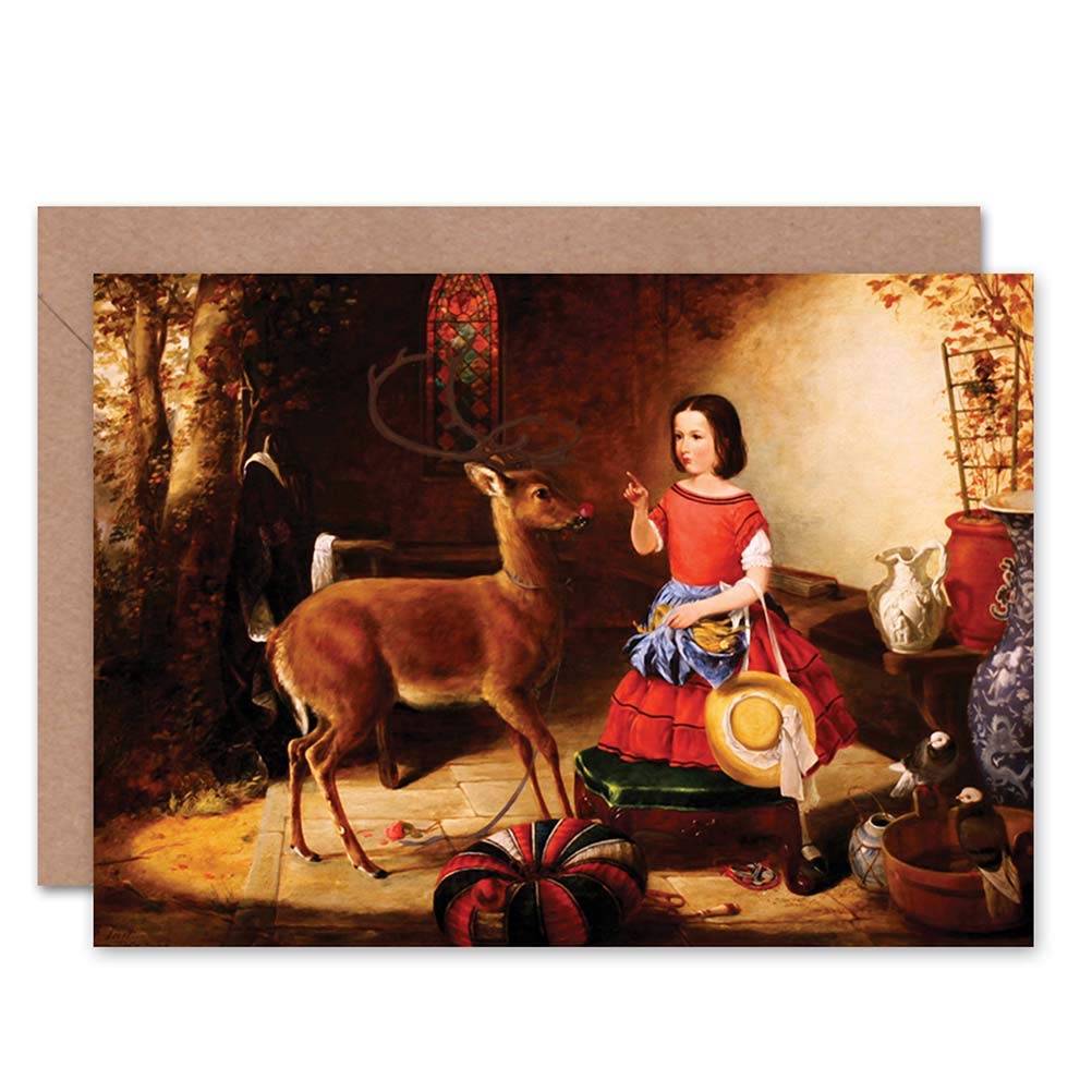 Wee Blue Coo CARD MERRY CHRISTMAS XMAS RUDOLPH VISITS HOUSE GIFT