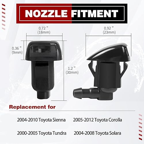 Miniatura 19 de Kit de boquillas de limpiaparabrisas de repuesto para Jeep Liberty 08-12, Jeep Commander 06-10, Dodge Nitro 07-11, manguera de chorro y líquido