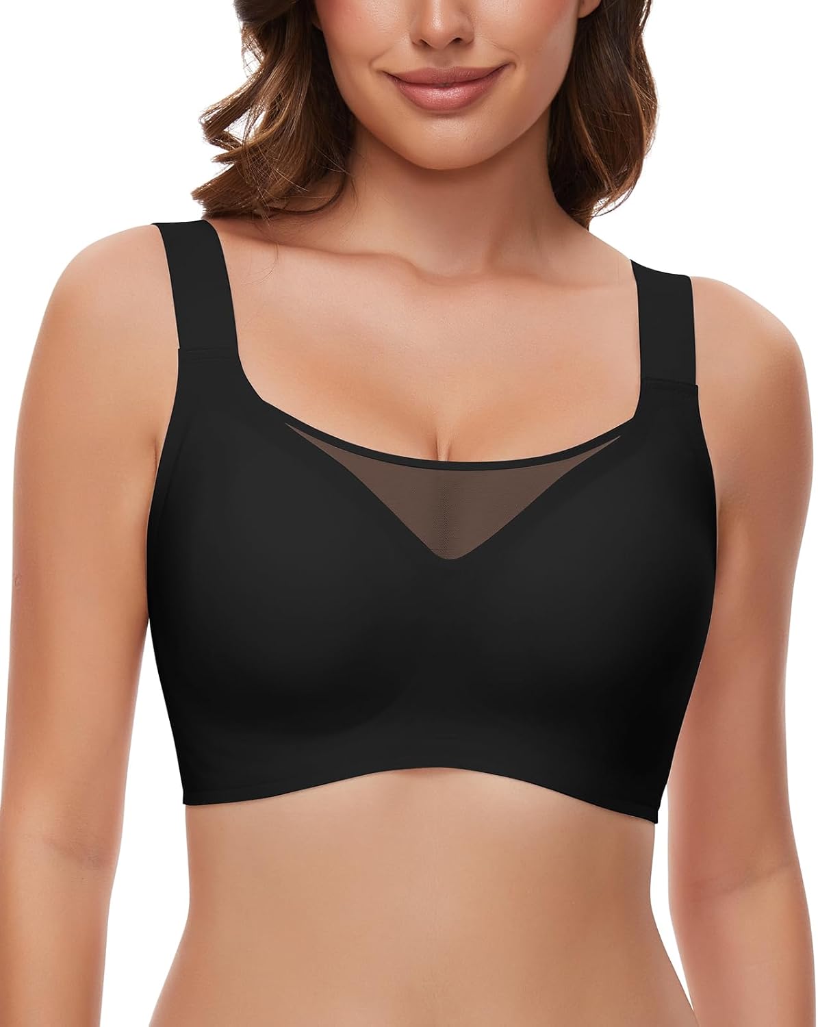 WOWENY Wireless Minimizer Bras for Women Comfortable Full Coverage Padded Bralettes Push Up Smoothing Bra